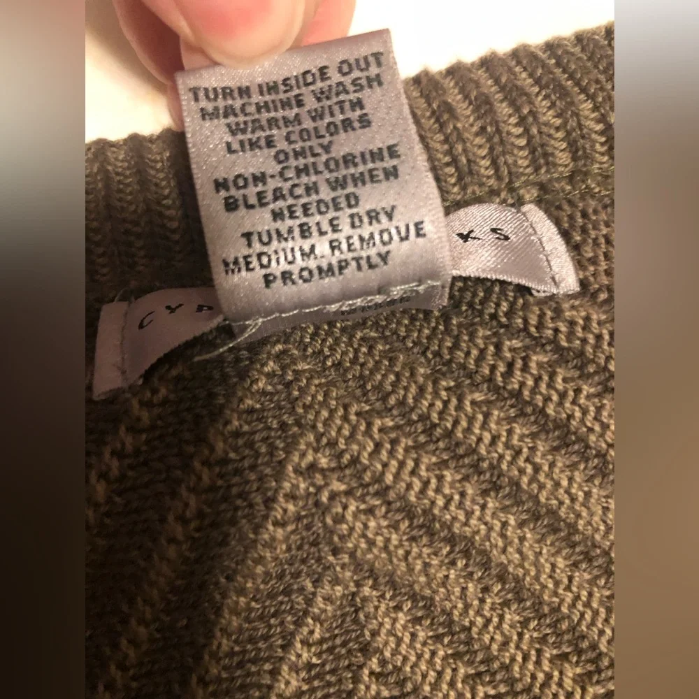 Cypress Links textured golf sweater, dark khaki, XL - Picture 9 of 10